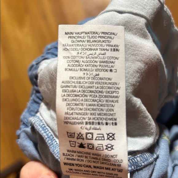 Mini Boden Floral Embroidered Blue Tie Waist Denim Culotte Pants - Picture 7 of 7